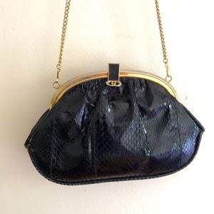 Vintage snakeskin purse with gold chain